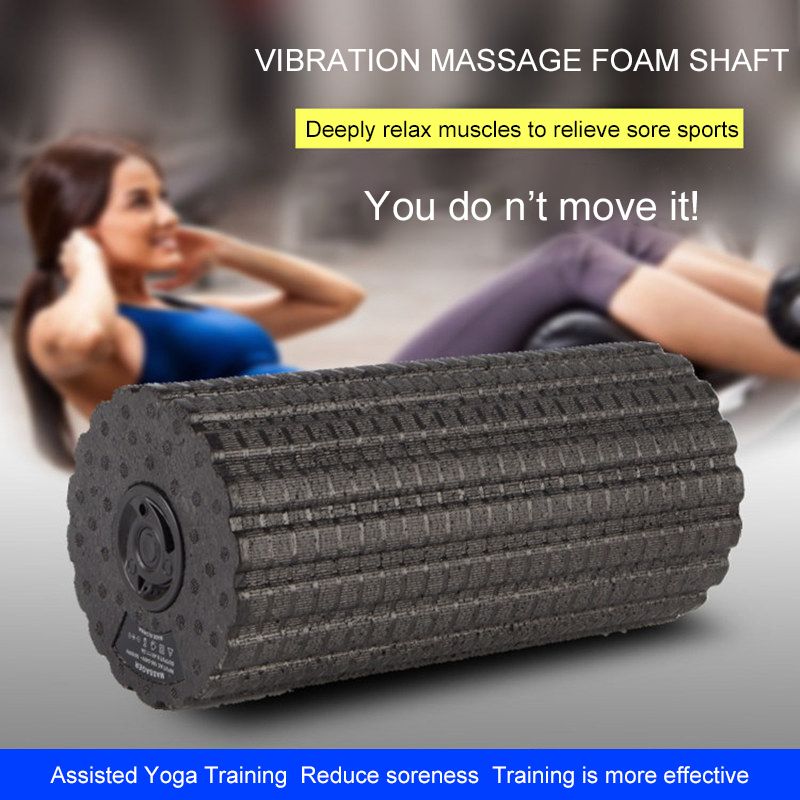 Electric Vibration Massage Foam Roller Yoga Black US Plug