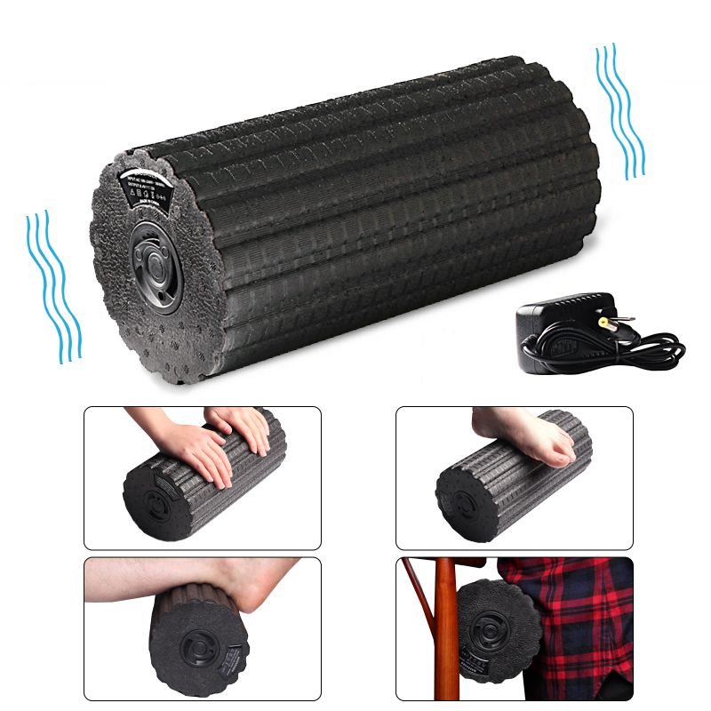 Electric Vibration Massage Foam Roller Yoga Black US Plug