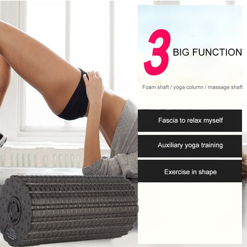Electric Vibration Massage Foam Roller Yoga Black US Plug
