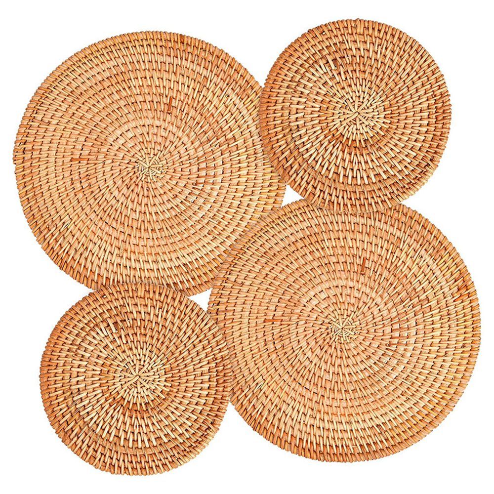 4 Pack Handwoven Rattan Coasters,Table Woven Trivet For Hot