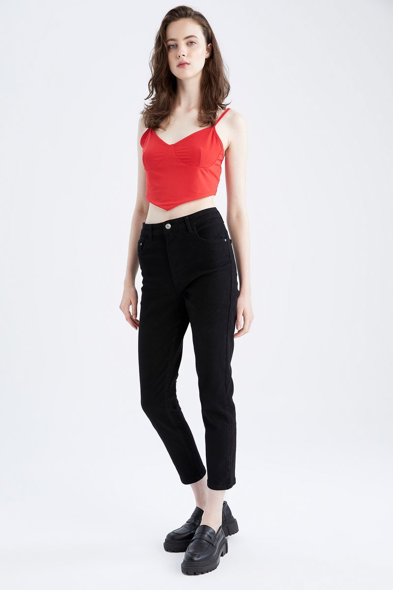 Woman Fitted Kalp Yaka Knitted Athlete-Red