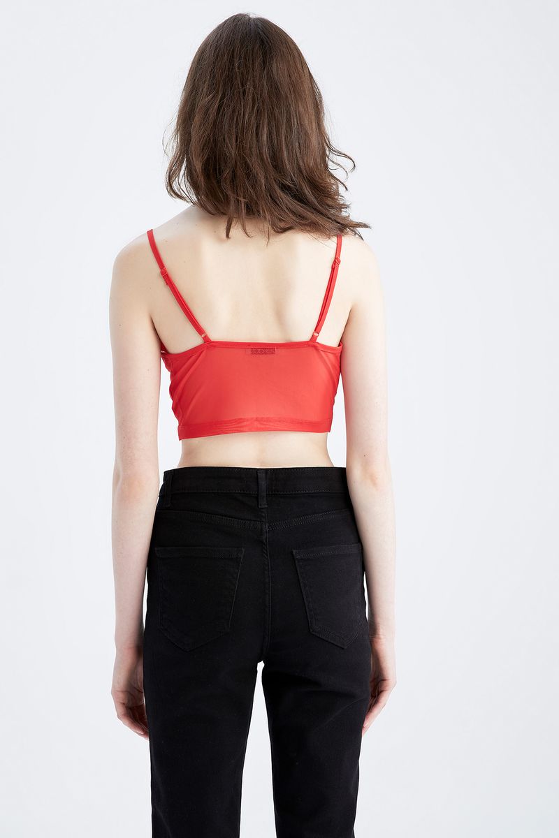 Woman Fitted Kalp Yaka Knitted Athlete-Red