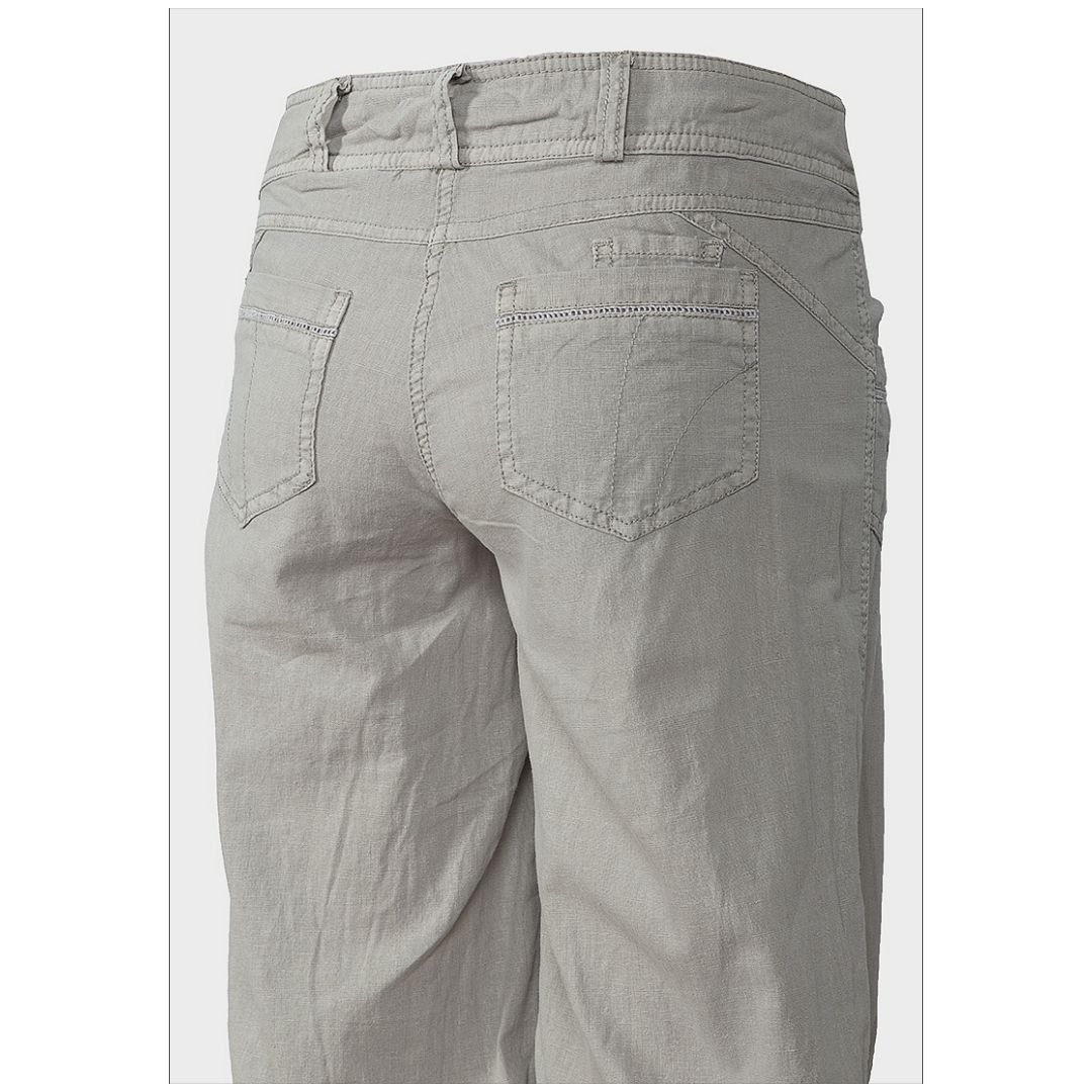 Mfed Spot Ladies Linen Blend Shirred Cuff Crop Trousers