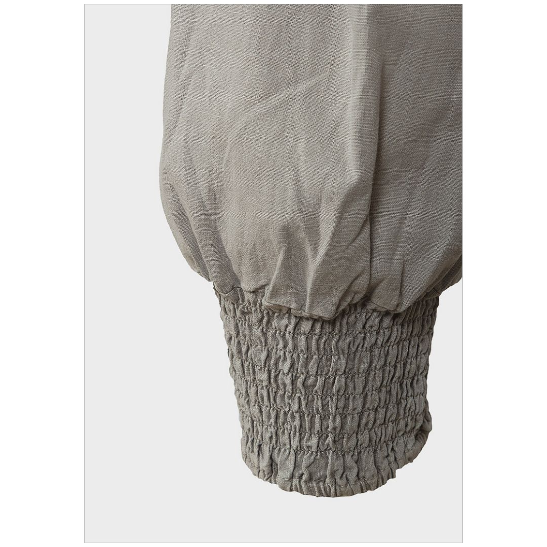 Mfed Spot Ladies Linen Blend Shirred Cuff Crop Trousers