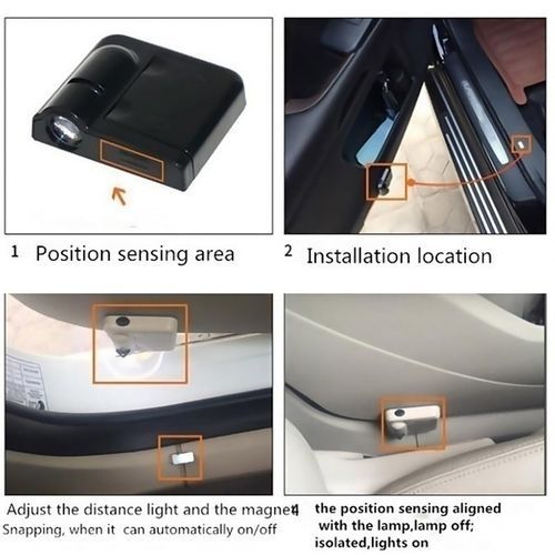 4Pcs Wireless Welcome Light Car Door Light LED HD Logo Light