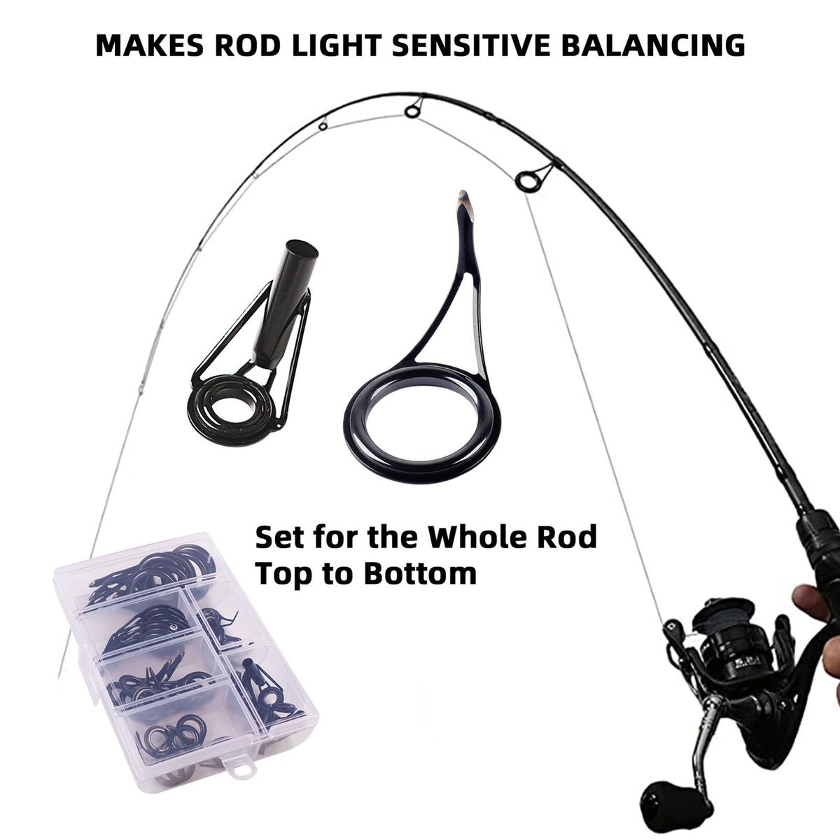 35pcs Fishing Rod Repair Kit Ceramic High Carbon Steel Fishing Rod Guides