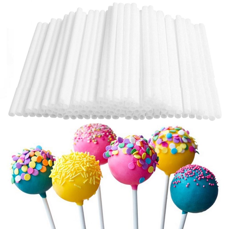 80Pcs Disposal Lollipop Sticks 10cm Non-Toxic Plastic Candy Pops Food Grade DIY Tubes Sticks Holder For Chocolate Cake Tool-80Pcs