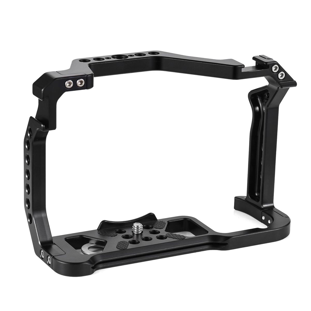 Andoer Camera Cage Aluminum Alloy Camera Video Cage with Dual Cold Shoe Mount Numerous 1/4 Inch & 3/8 Inch Threads Replacement for Canon R5/R6/R6 II