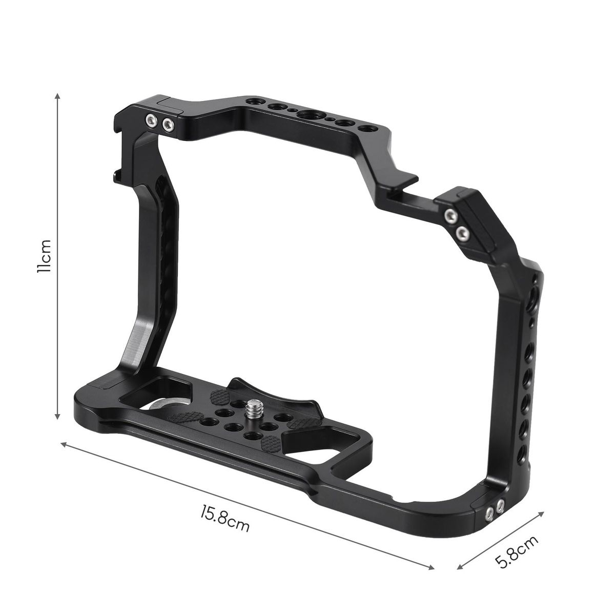 Andoer Camera Cage Aluminum Alloy Camera Video Cage with Dual Cold Shoe Mount Numerous 1/4 Inch & 3/8 Inch Threads Replacement for Canon R5/R6/R6 II