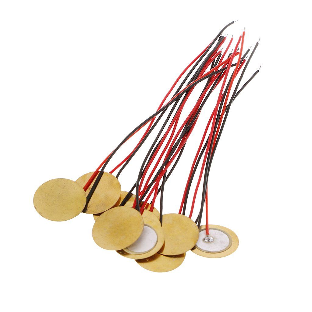 20pcs/lot 15mm Piezo Elements Buzzer Sounder Sensor Trigger Drum Disc With Wire Copper Piezo Buzzers For Arduino Loudspeaker
