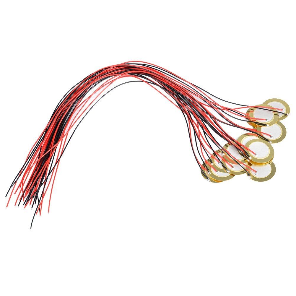20pcs/lot 15mm Piezo Elements Buzzer Sounder Sensor Trigger Drum Disc With Wire Copper Piezo Buzzers For Arduino Loudspeaker