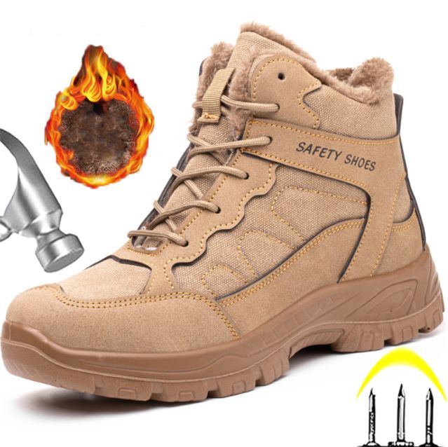 Winter Boots Plush Warm Work Safety Shoes Men Indestructible Shoes