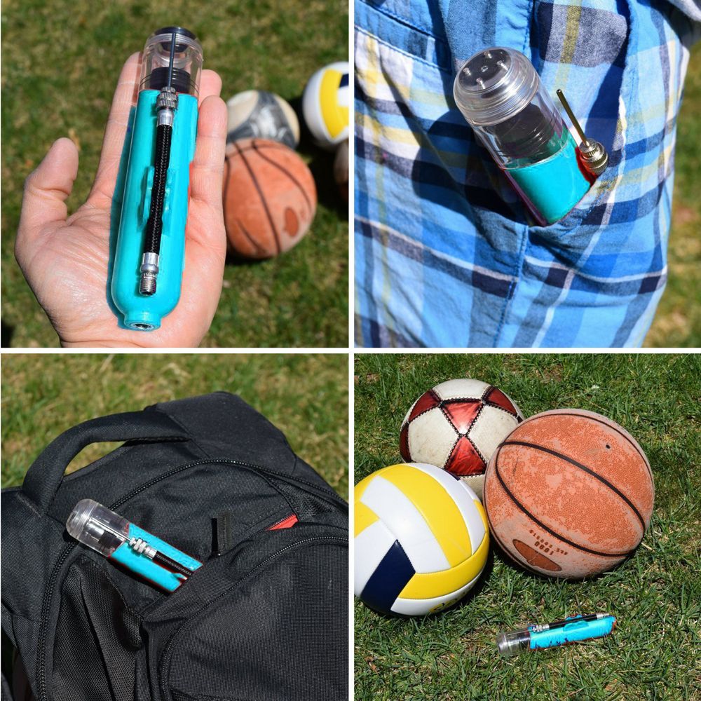 Mini Ball Air Pump Basketball Football Inflator Pump-Blue