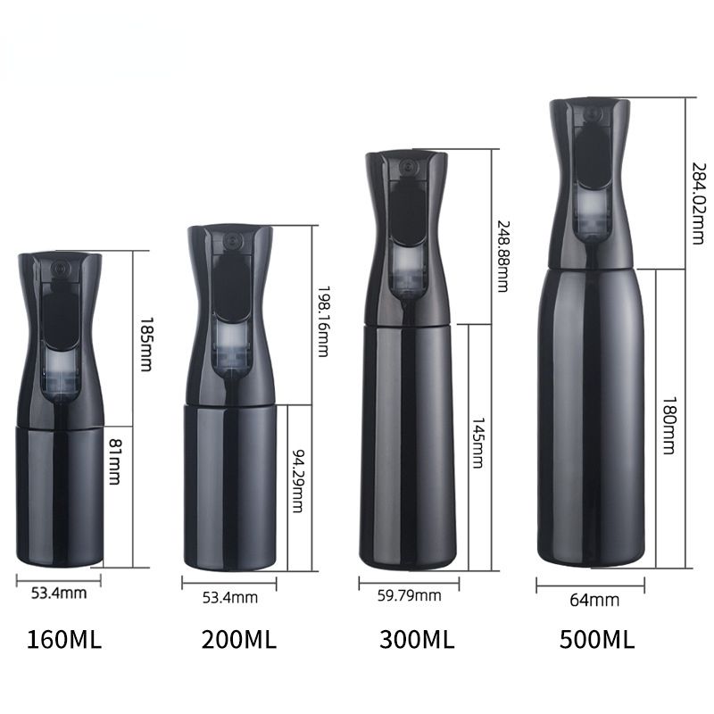200/300/500ml High Pressure Spray Bottles Refillable Bottles Continuous Mist Watering Can Automatic Salon Barber Water Sprayer(#Black)