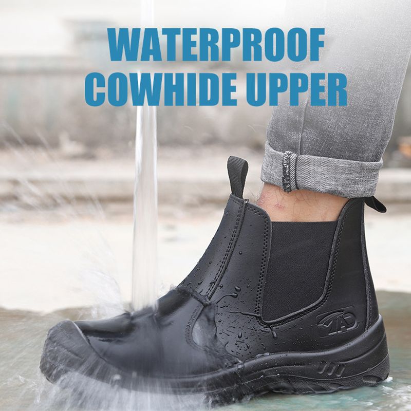 Genuine Leather Safety Boots Men Steel Toe Safety Shoes