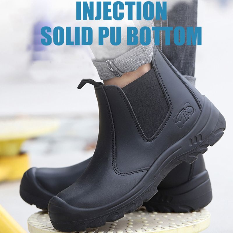 Genuine Leather Safety Boots Men Steel Toe Safety Shoes