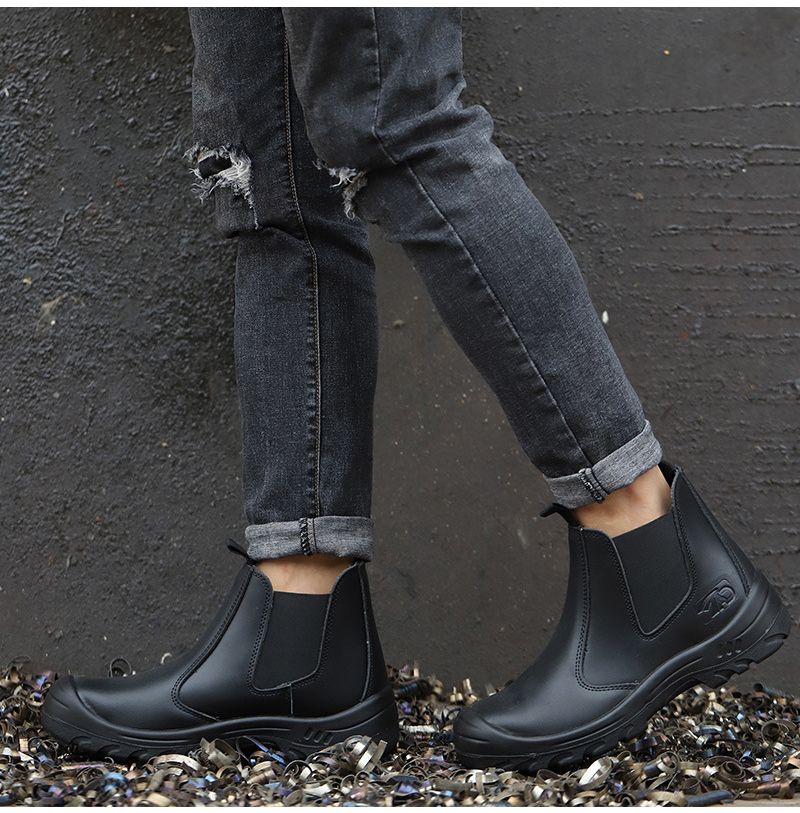 Genuine Leather Safety Boots Men Steel Toe Safety Shoes