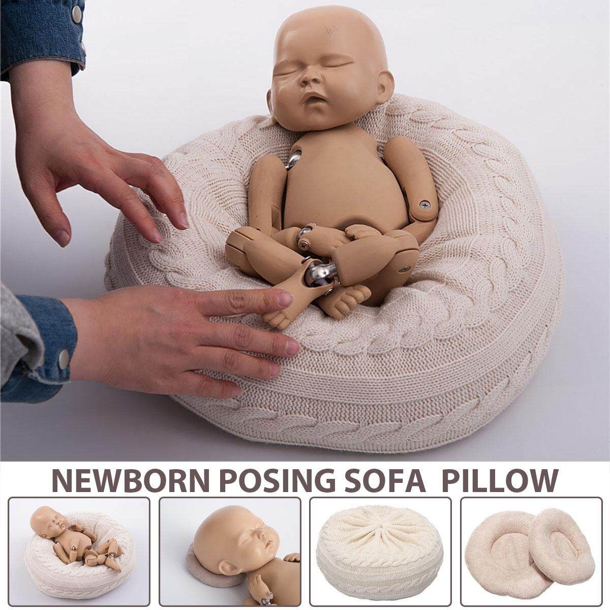 Newborn Photography Props Styling Ring Shaped Pillow Retro Small Sofa Small Round Bed Baby Photo Studio Accessories Beige