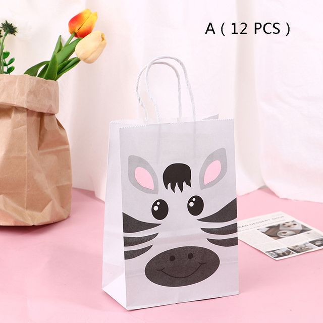 12Pcs Safari Animals Gift Bag Box 20.5x14.5x7.5cm