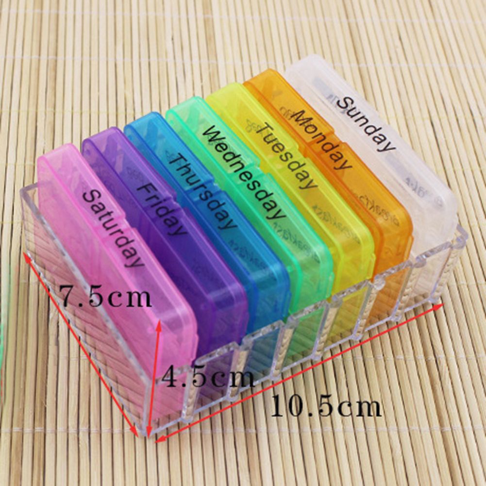 Portable Weekly 7 Day Push Button Pill Holder Travel-