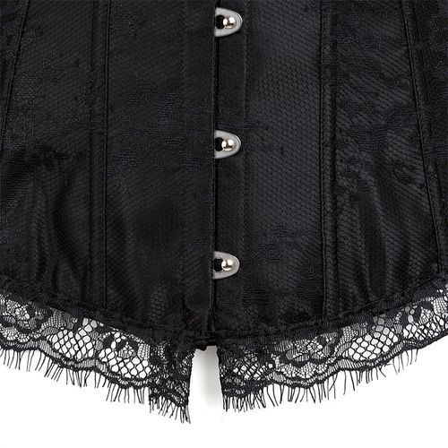 Black Corset Top Waist Tummy Body Shaper Lace Women Long Sleeve Plus Size