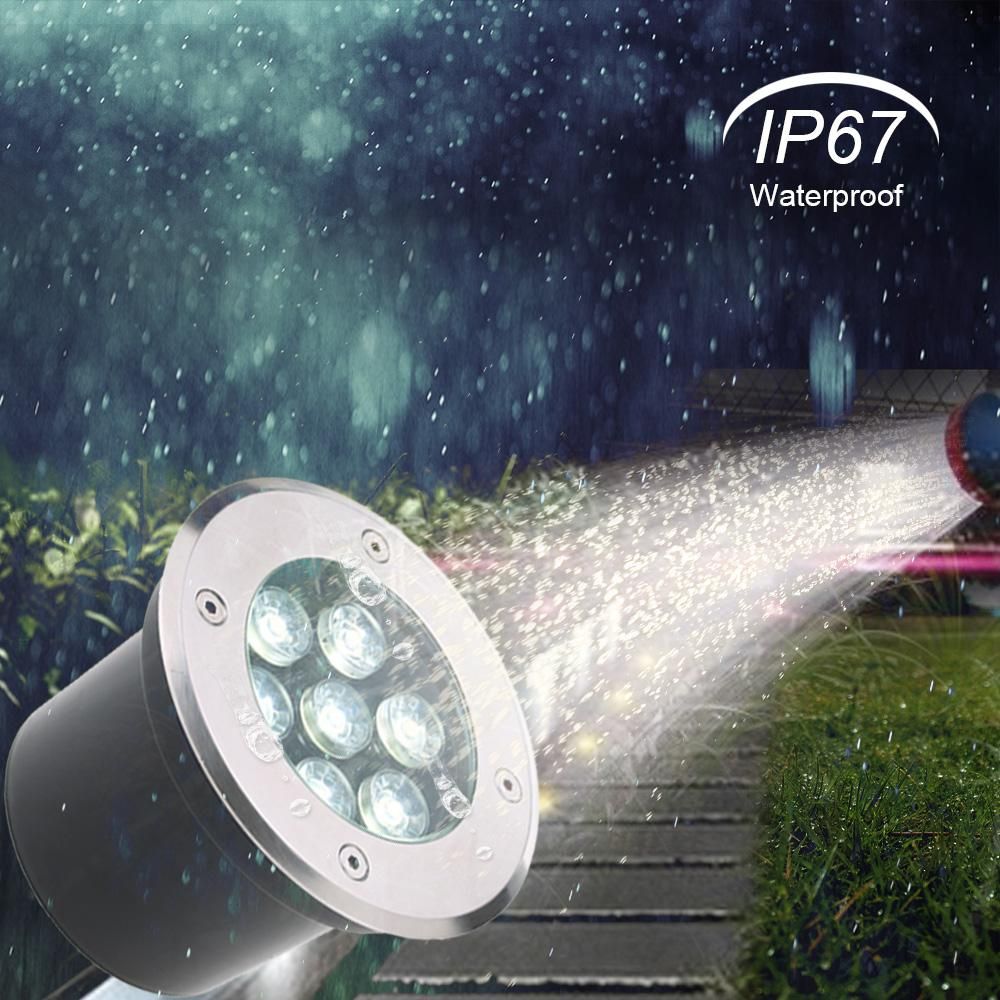 Tomshine 7W AC/DC 12V LED Underground Light Lamp 700LM High-power Tempered Glass Outdoor Ground Garden Path Floor Stair Yard Spot Landscape Lamp IP67 Water Resistant White