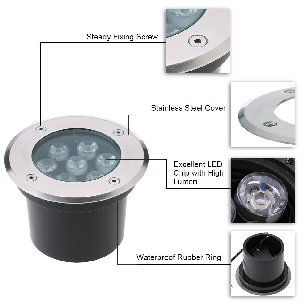 Tomshine 7W AC/DC 12V LED Underground Light Lamp 700LM High-power Tempered Glass Outdoor Ground Garden Path Floor Stair Yard Spot Landscape Lamp IP67 Water Resistant White