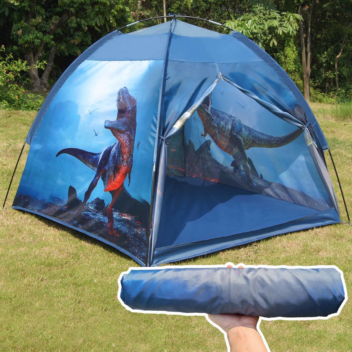 Dinosaur Kids Play Tent, Boys Tent for Kids Indoor and Outdoor Fun Playhouse Tents with Realistic Dinosaur Theme for Children Age 3 4 5 6 7