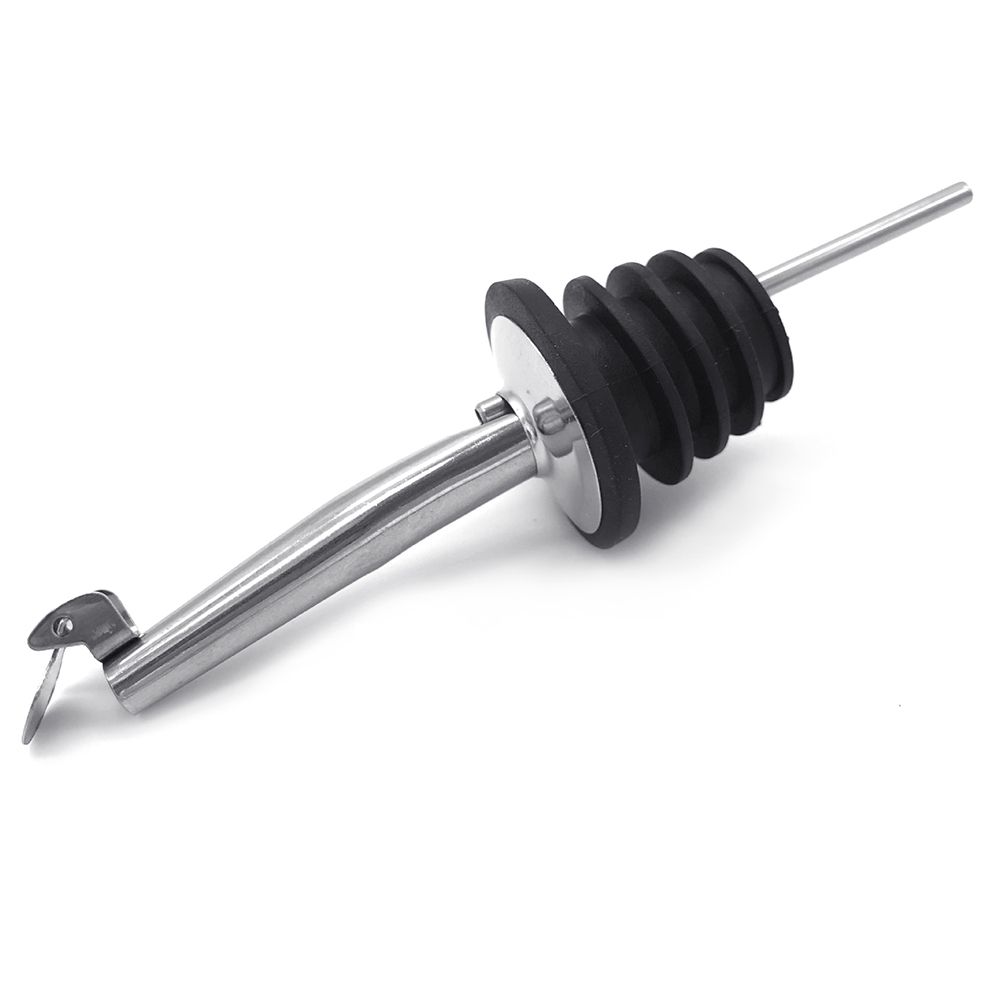 2Pcs Stainless Whisky  Wine Pourer Stopper Bottle Spout Dispenser With Cap-Black