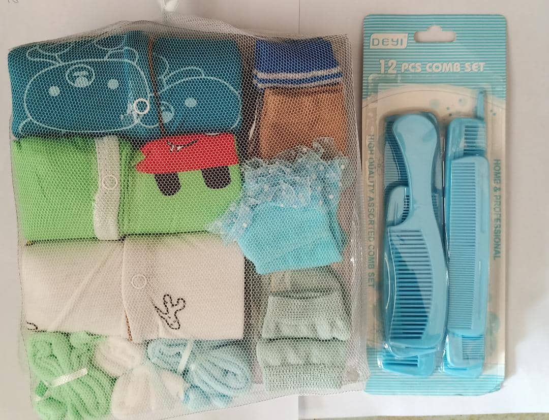 Baby Sleepsuit, Socks, Wash Cloth, And Comb Set