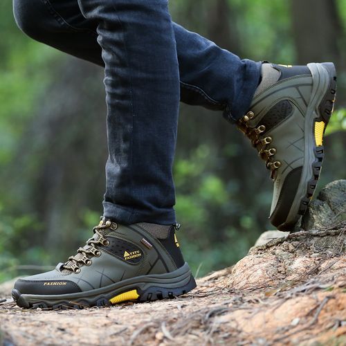Mens Outdoors Wear-resisting Shoes Males Non-slip Climbing Shoes Green