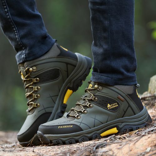 Mens Outdoors Wear-resisting Shoes Males Non-slip Climbing Shoes Green