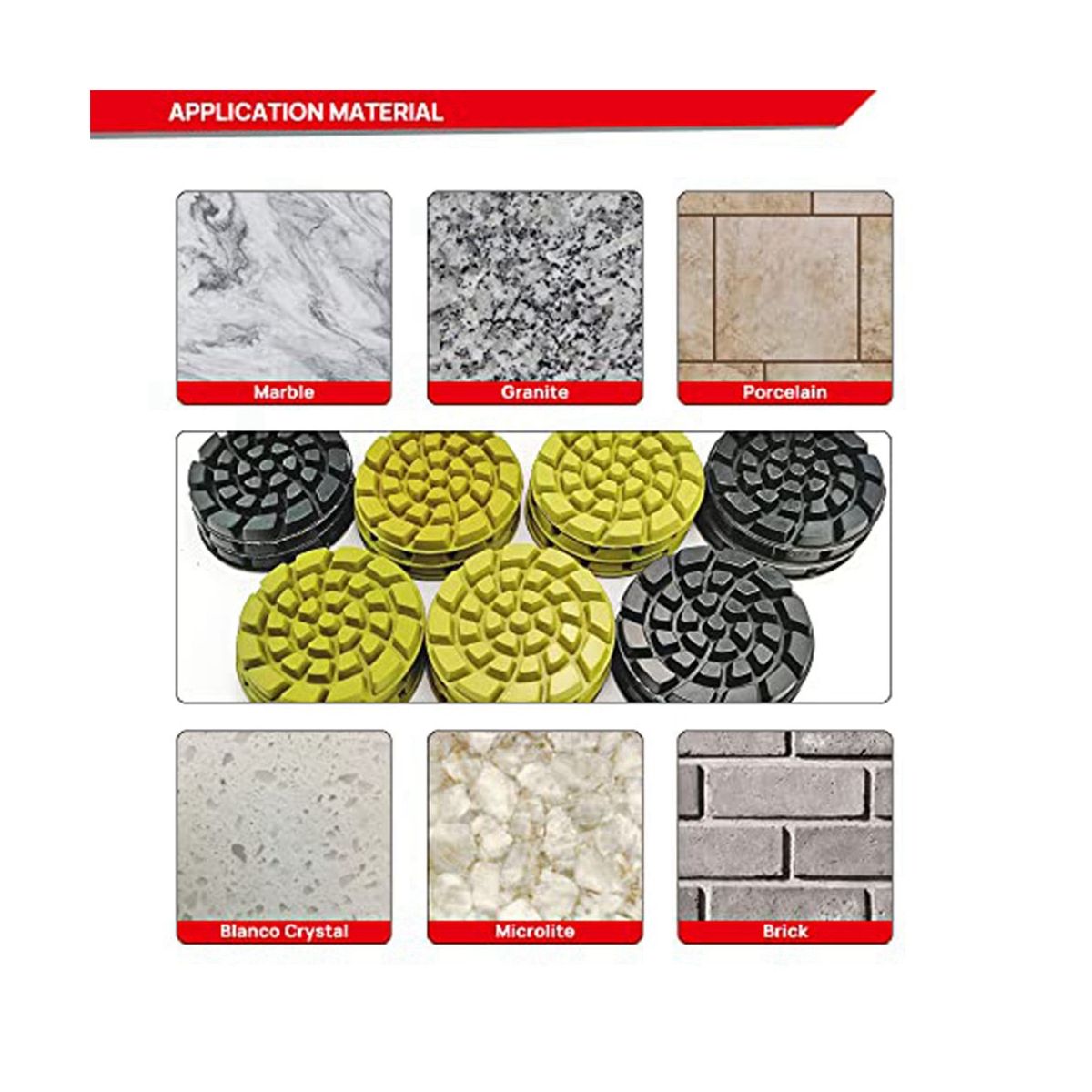 6 PCS Diamond Floor Polishing Pads Resin Bond Terrazzo