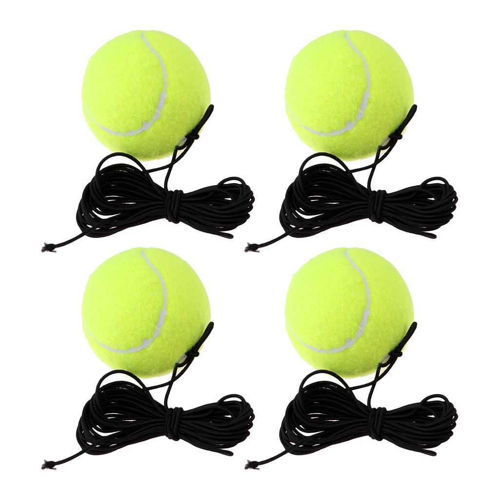 4x Elastic Tennis Exercise Balls Outdoor Practice Self-Study Training