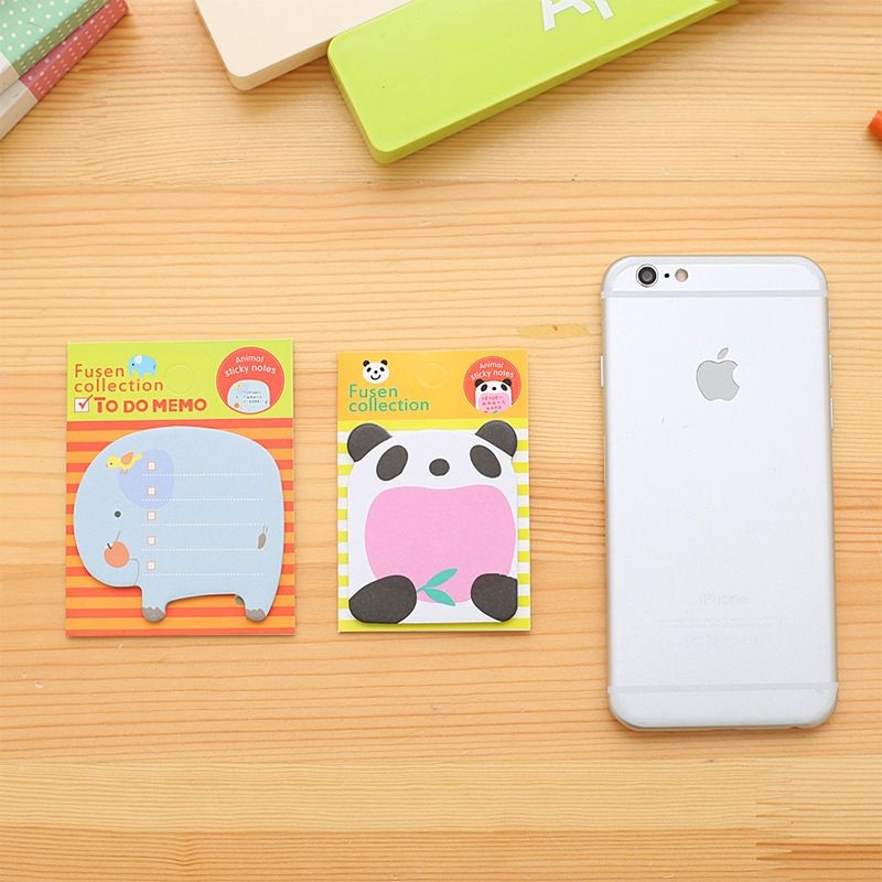 40 PCS Cartoon Animal Shaped Self Adhesive Memo Pad N-times Sticky Notes Bookmark School Office Supply, Random Style Delivery
