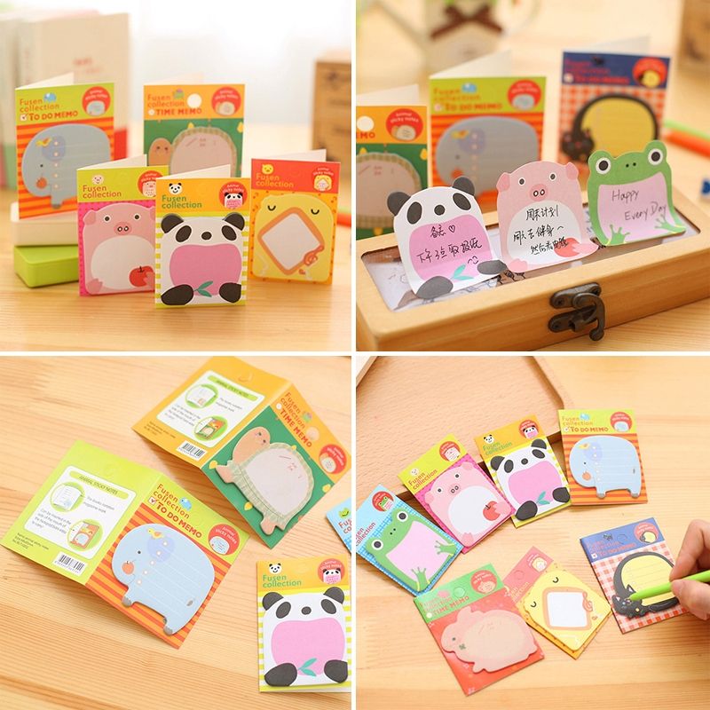 40 PCS Cartoon Animal Shaped Self Adhesive Memo Pad N-times Sticky Notes Bookmark School Office Supply, Random Style Delivery