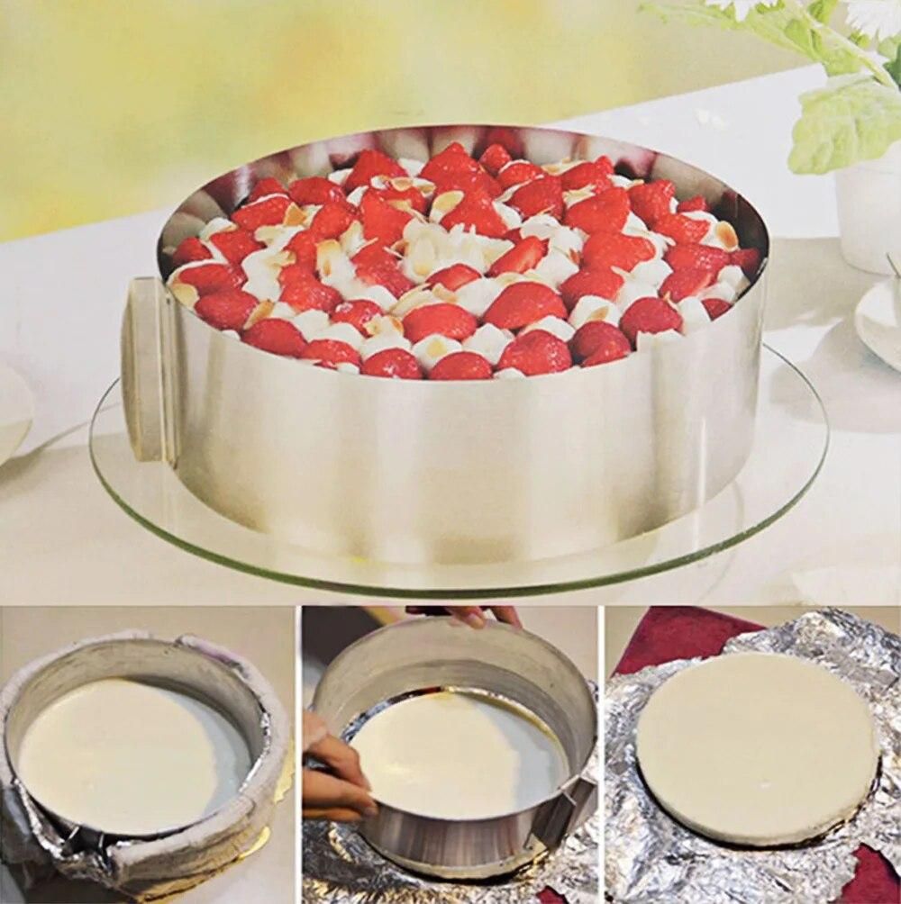 2019 Original Retractable Stainless Steel Circle Mousse Ring Baking Tool Set Cake Mould Mold Size Adjustable Bakeware 16-30cm
