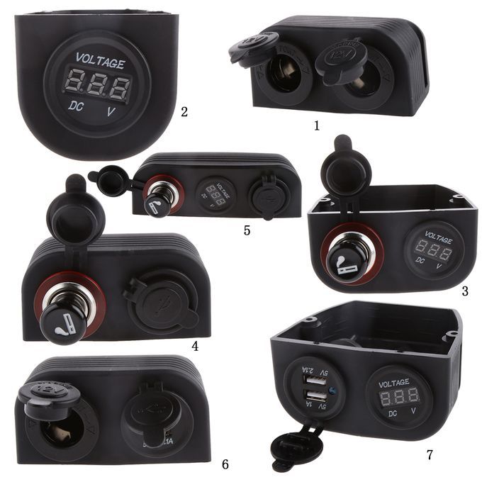 12V 2Way Motorcycle Dual   Power Adapter Socket