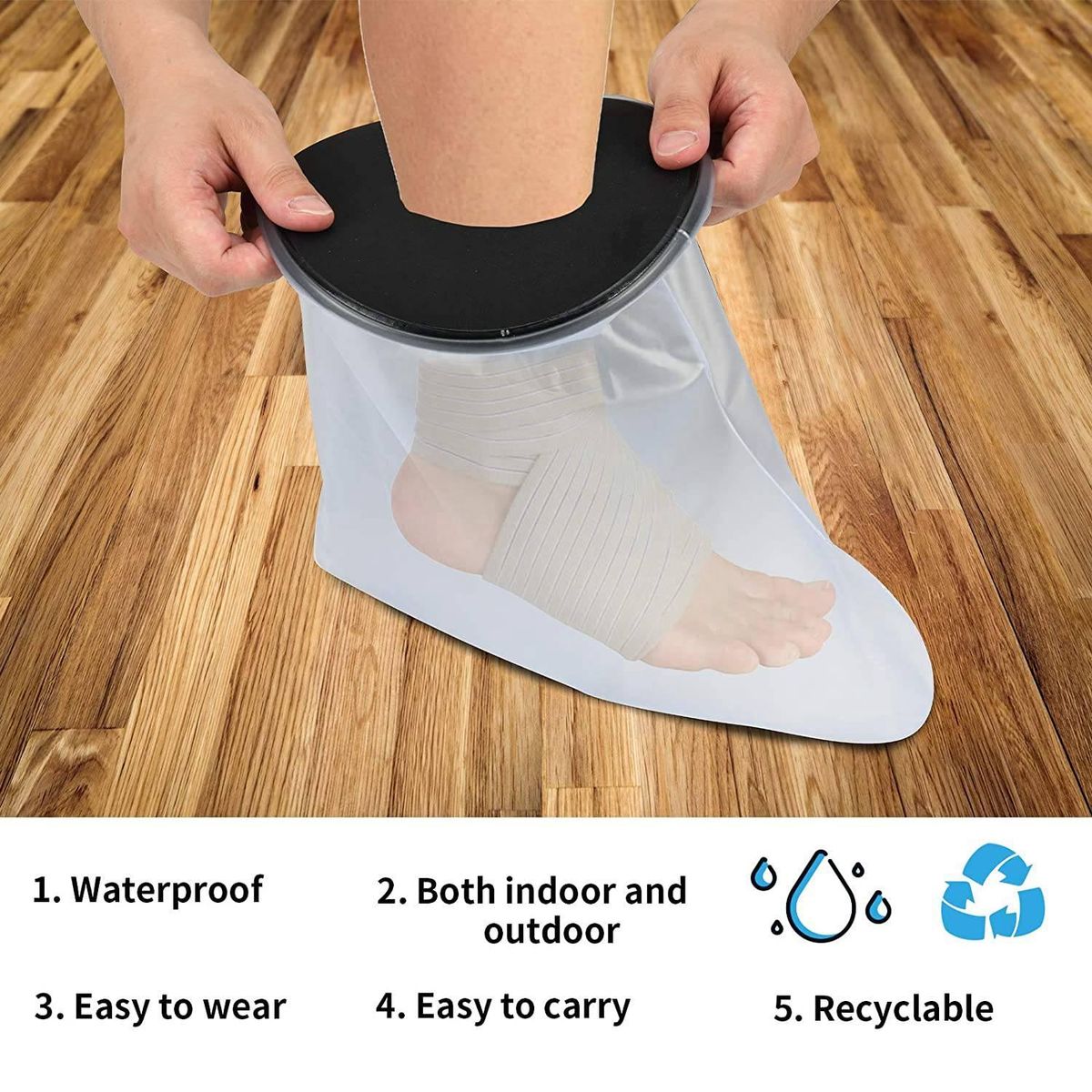 Waterproof Cast Cover Leg for Adult Ankle Shower Bath Watertight Foot