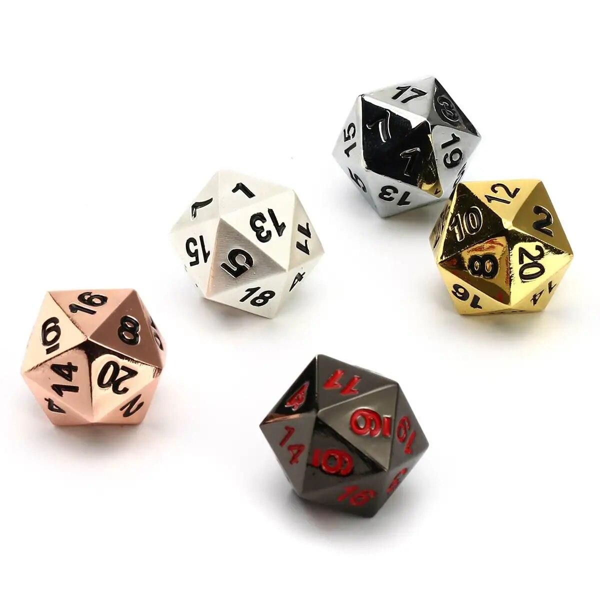 5Pcs Zinc Alloy Polyhedral Dice Kit Children Math Number Learning Digital Dice Toy RPG Dices For Dungeons Dragons MTG Game Props