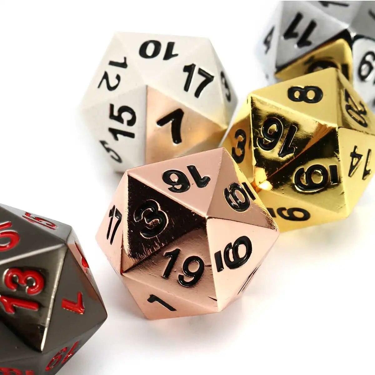 5Pcs Zinc Alloy Polyhedral Dice Kit Children Math Number Learning Digital Dice Toy RPG Dices For Dungeons Dragons MTG Game Props