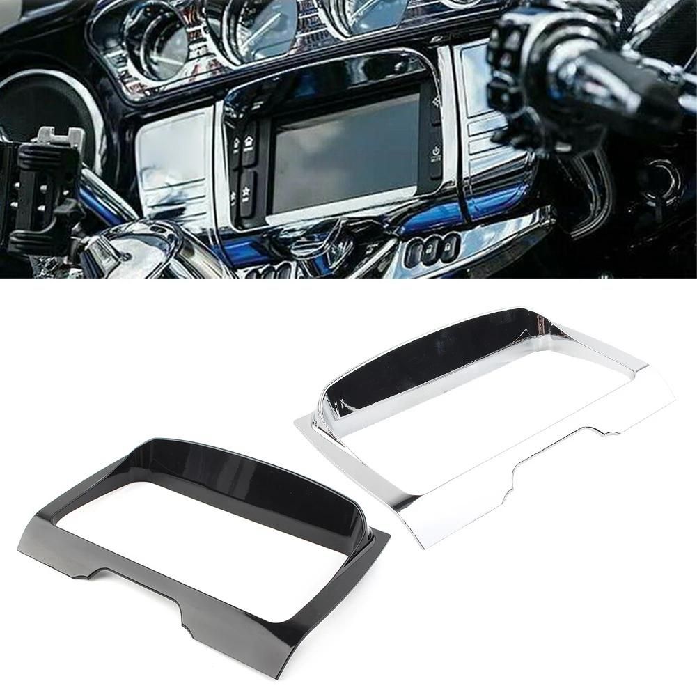 Radio Trim Bezel for-Harley Street Glide Ultra Limited 2014-Up Center Stereo Accent Cover Dashboard Frame,Chrome