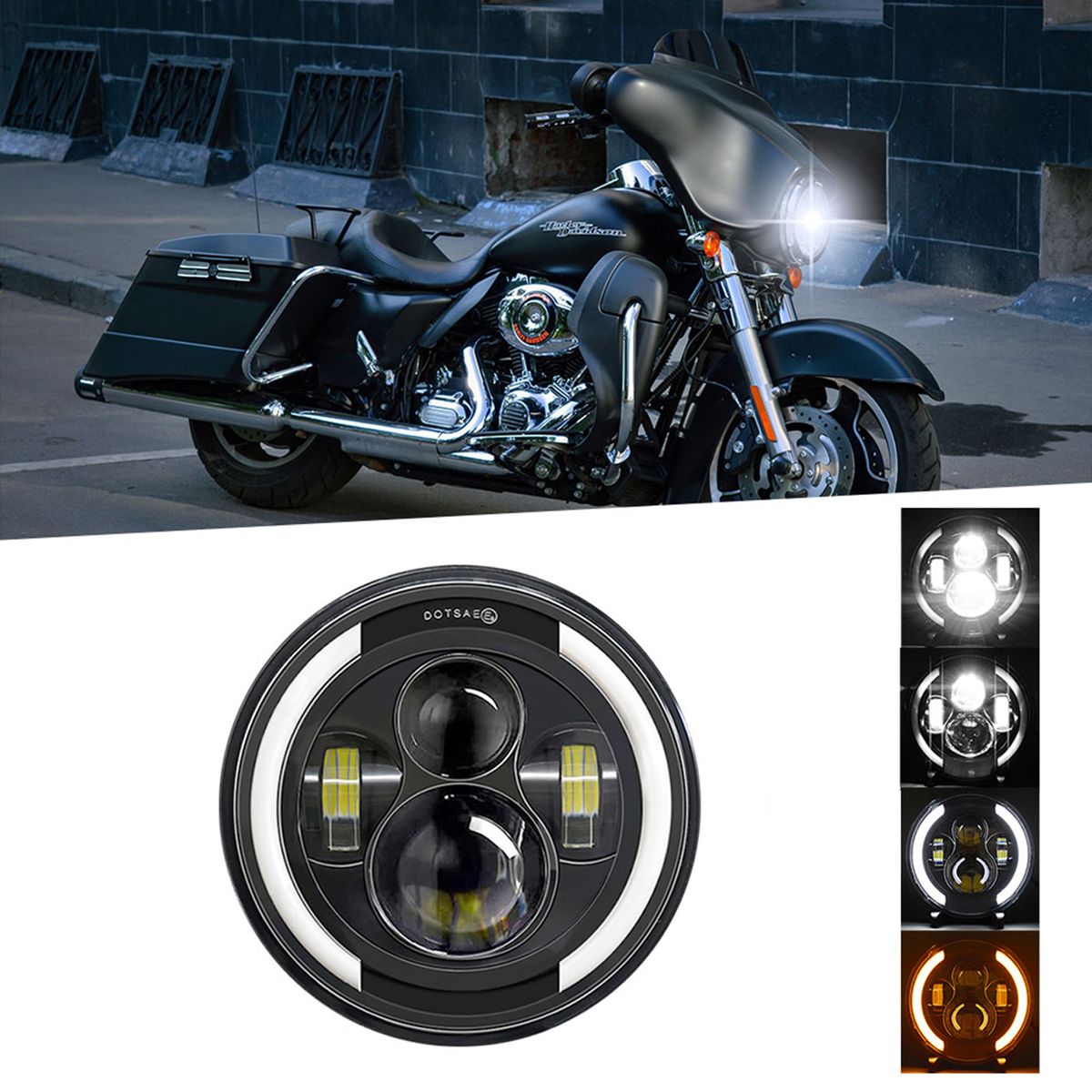 2Pcs 7 Inch Car Motorcycle LED Headlight With DRL/Turn
