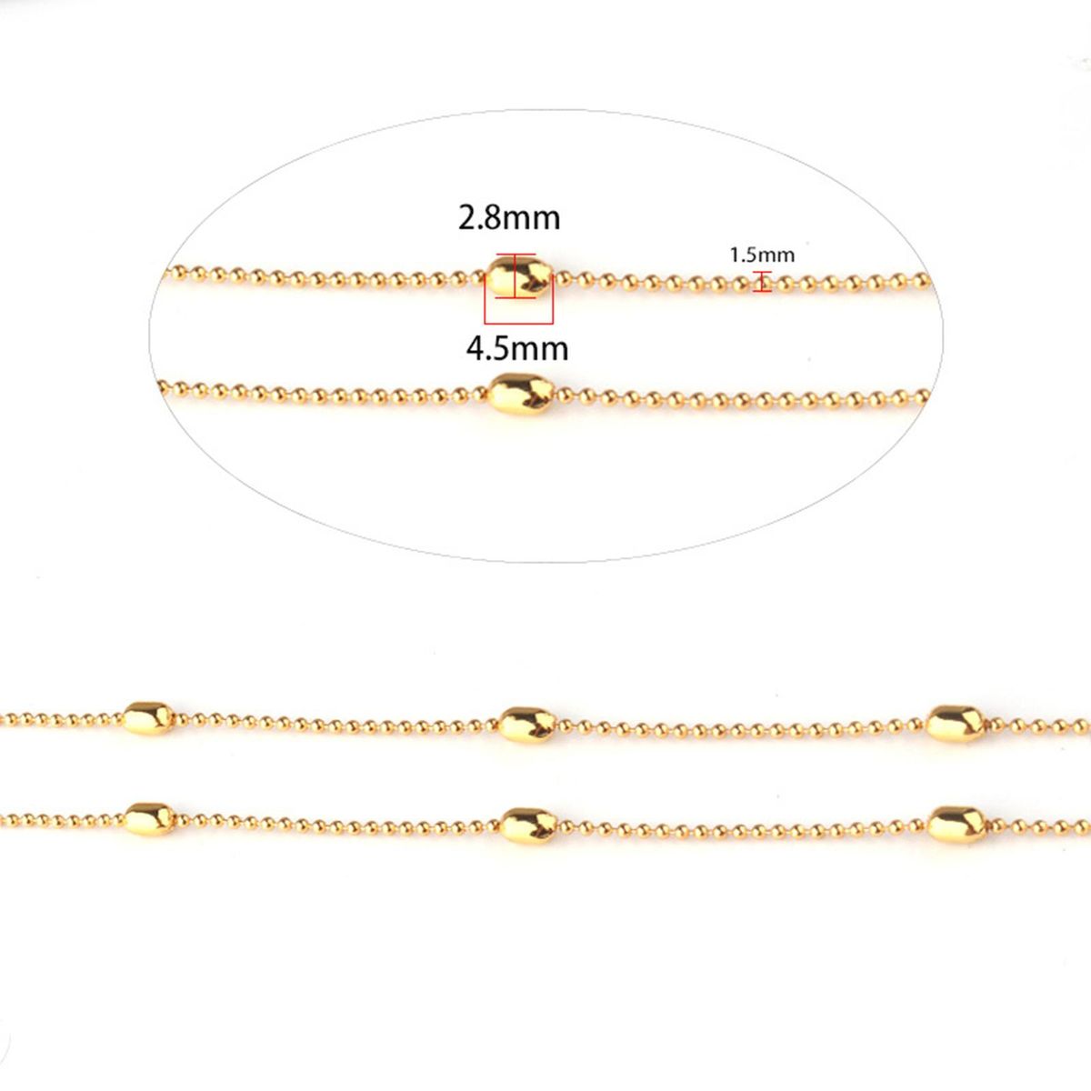 Acituna Metal Cable Chain Beaded Link DIY Anklet Necklace Rose Gold