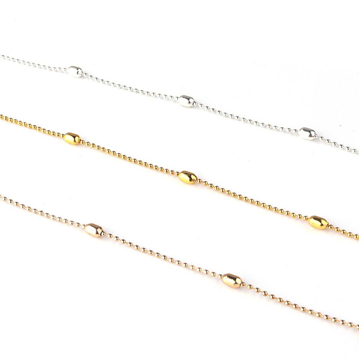 Acituna Metal Cable Chain Beaded Link DIY Anklet Necklace Rose Gold