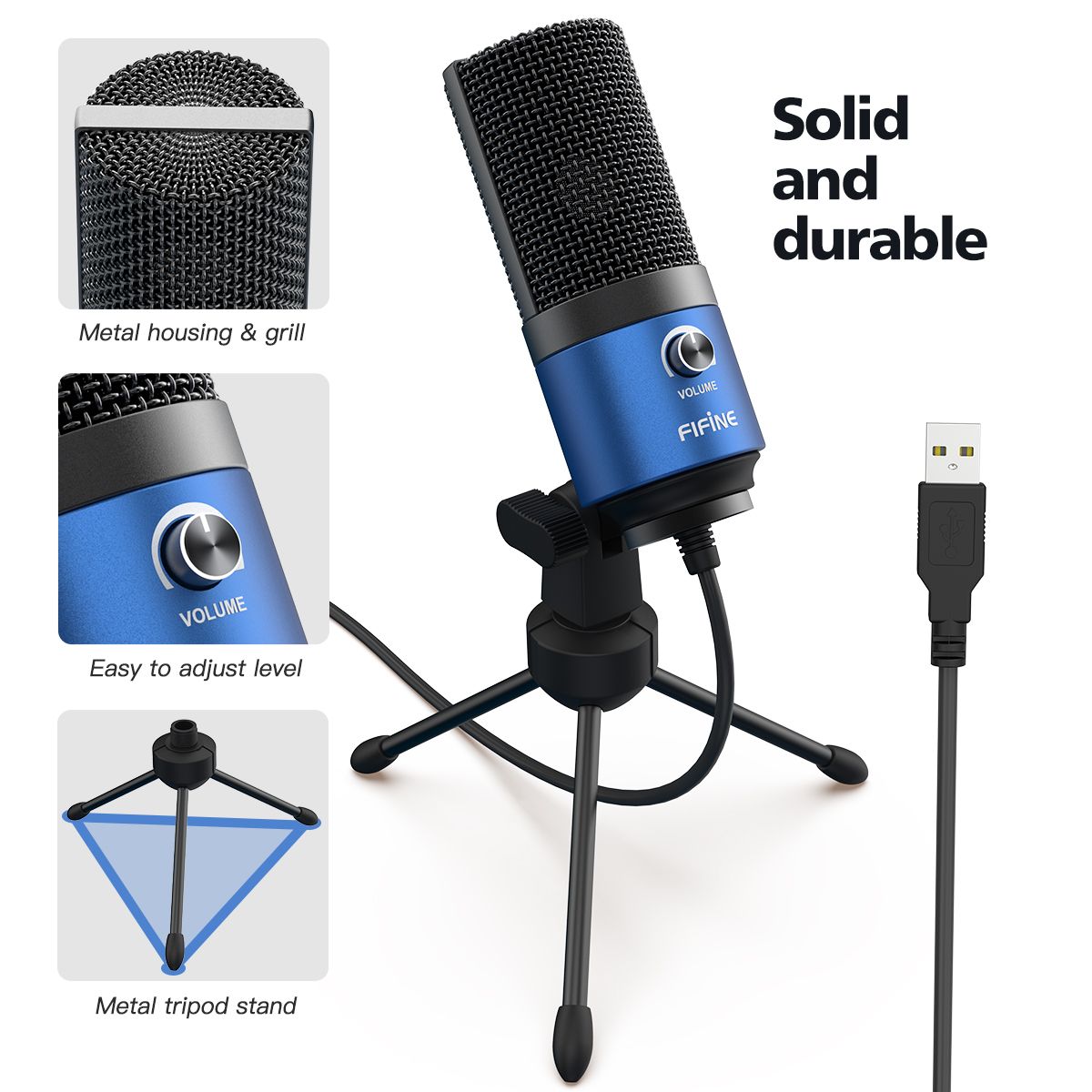 Metal USB Microphones Recording MIC For Laptop Win Cardioid