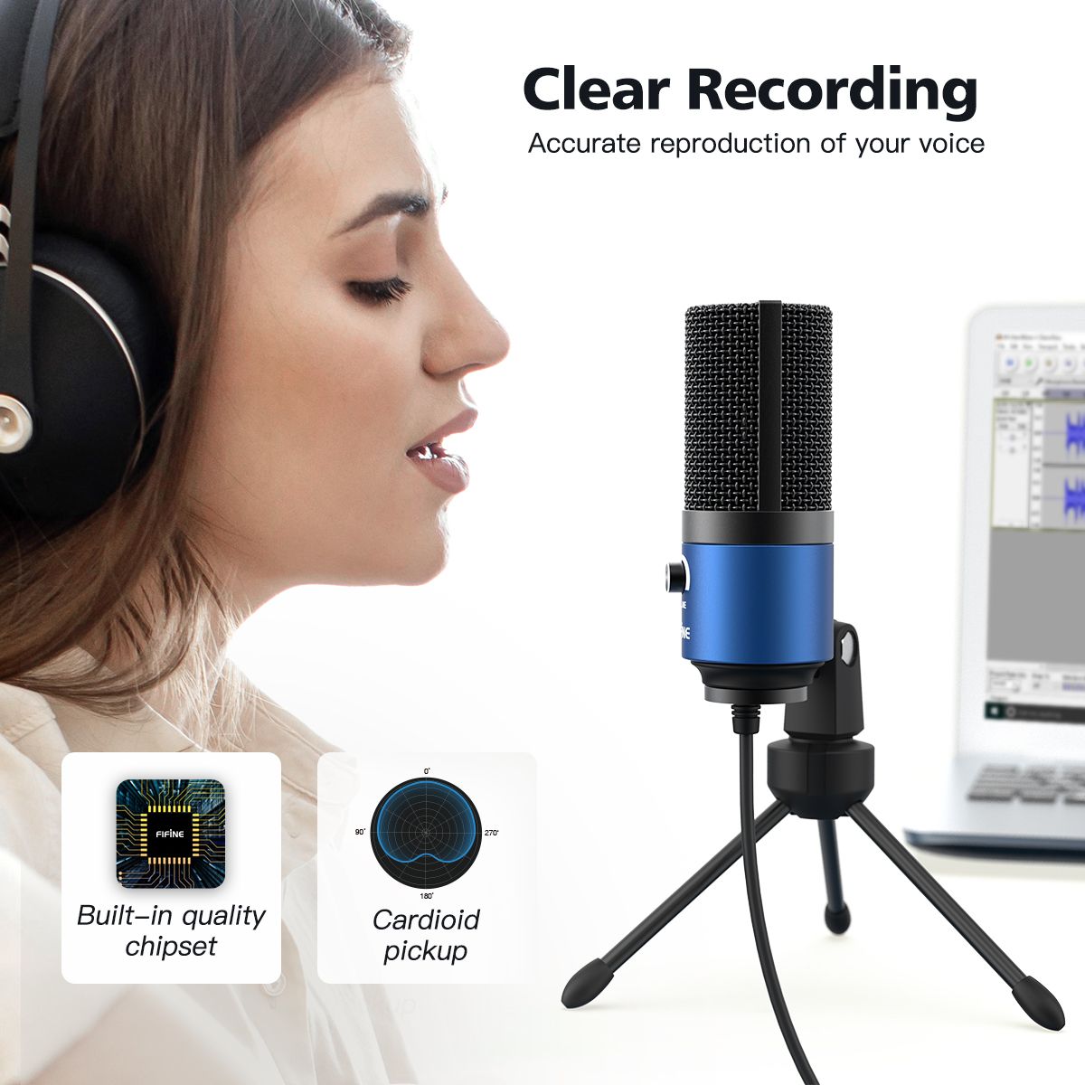 Metal USB Microphones Recording MIC For Laptop Win Cardioid