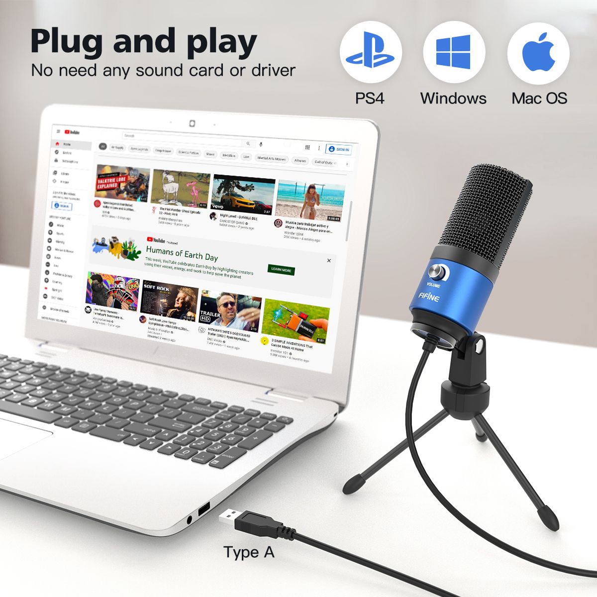 Metal USB Microphones Recording MIC For Laptop Win Cardioid