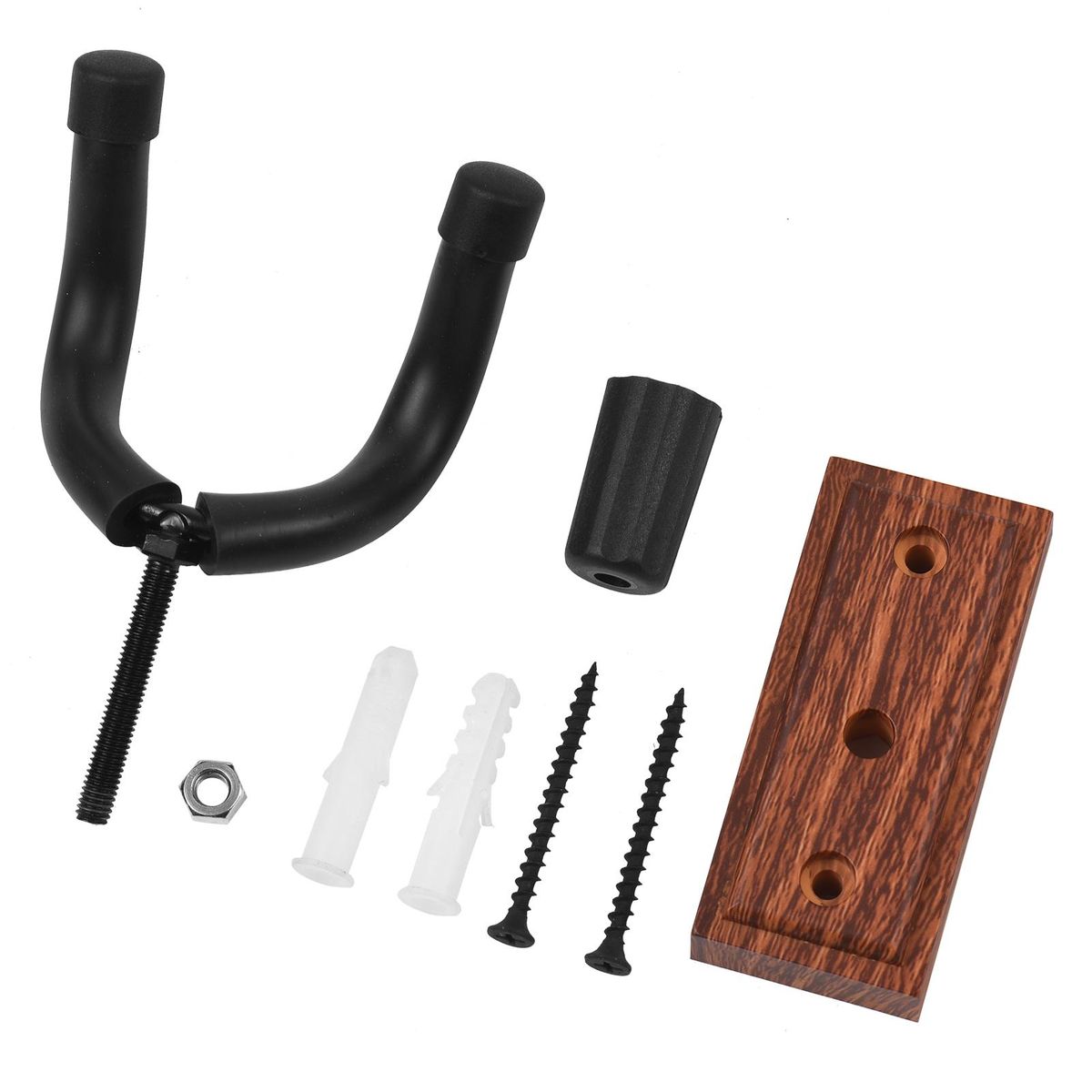 Guitar Wall Mount Hanger Hook Guitar Wall Hook Hanger Solid Sturdy Black Metal Holder Hanger Multifunction Hanger for All Size Acoustic Electric Bass Guitars