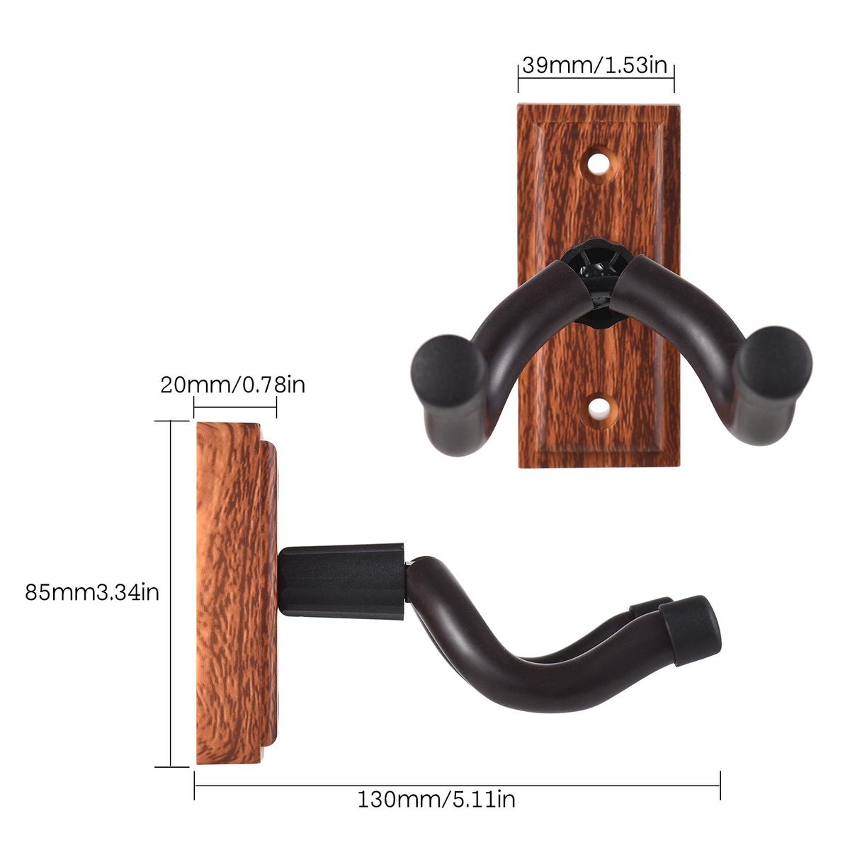 Guitar Wall Mount Hanger Hook Guitar Wall Hook Hanger Solid Sturdy Black Metal Holder Hanger Multifunction Hanger for All Size Acoustic Electric Bass Guitars